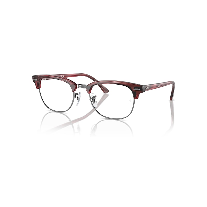 Ray-Ban Clubmaster Optics  Rot Gestreift Fassung Klar Glas Polarisiert 53-21 von Ray-Ban