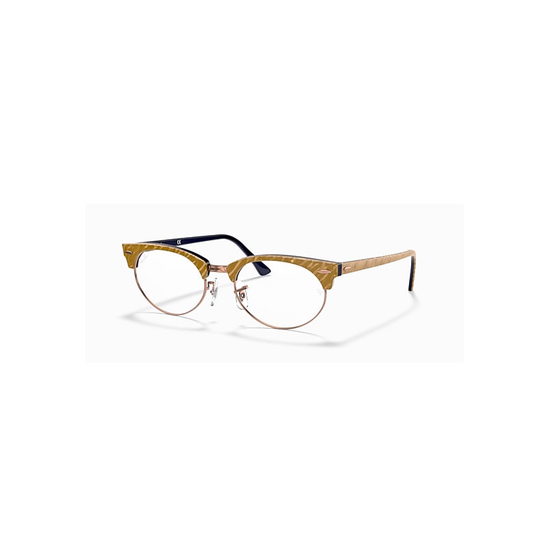 Ray-Ban Clubmaster Oval Optics  Beige Gemustert Fassung Klar Glas 52-19 von Ray-Ban