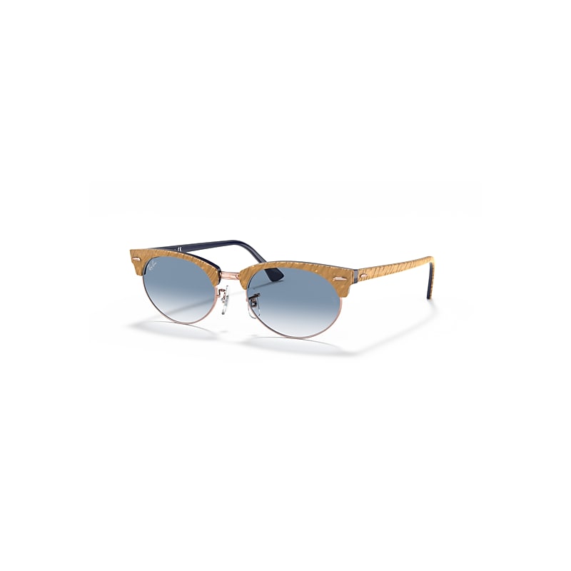 Ray-Ban Clubmaster Oval Sonnenbrillen Beige Fassung Blau Glas 52-19 von Ray-Ban