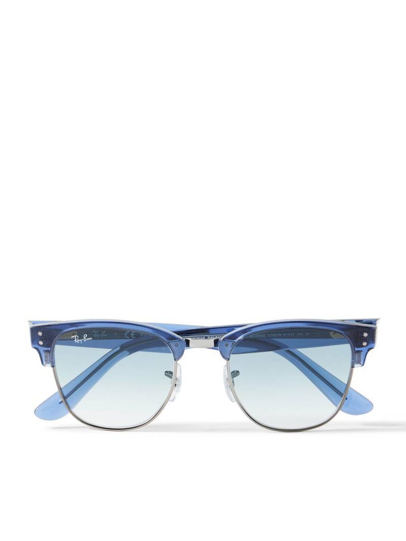 Ray-Ban - Clubmaster Reverse D-Frame Translucent Acetate and Silver-Tone Sunglasses - Men - Blue von Ray-Ban