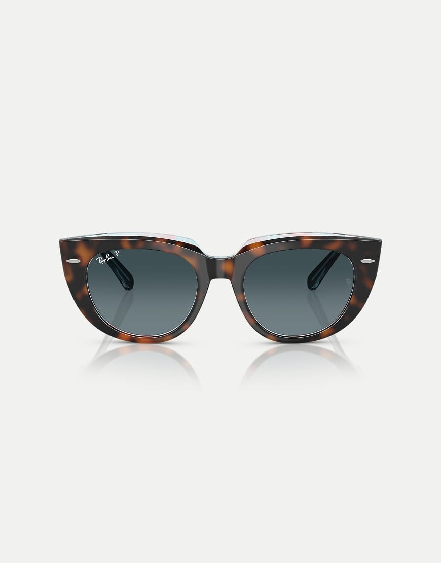 Ray-Ban - Doreen - Eckige, polarisierte Sonnenbrille in dunklem Havana auf bunt transparent mit blauen Gläsern-Braun Ray-Ban - Doreen - Eckige, polarisierte Sonnenbrille in dunklem Havana auf bunt transparent mit blauen Gläsern-Braun von Ray-Ban