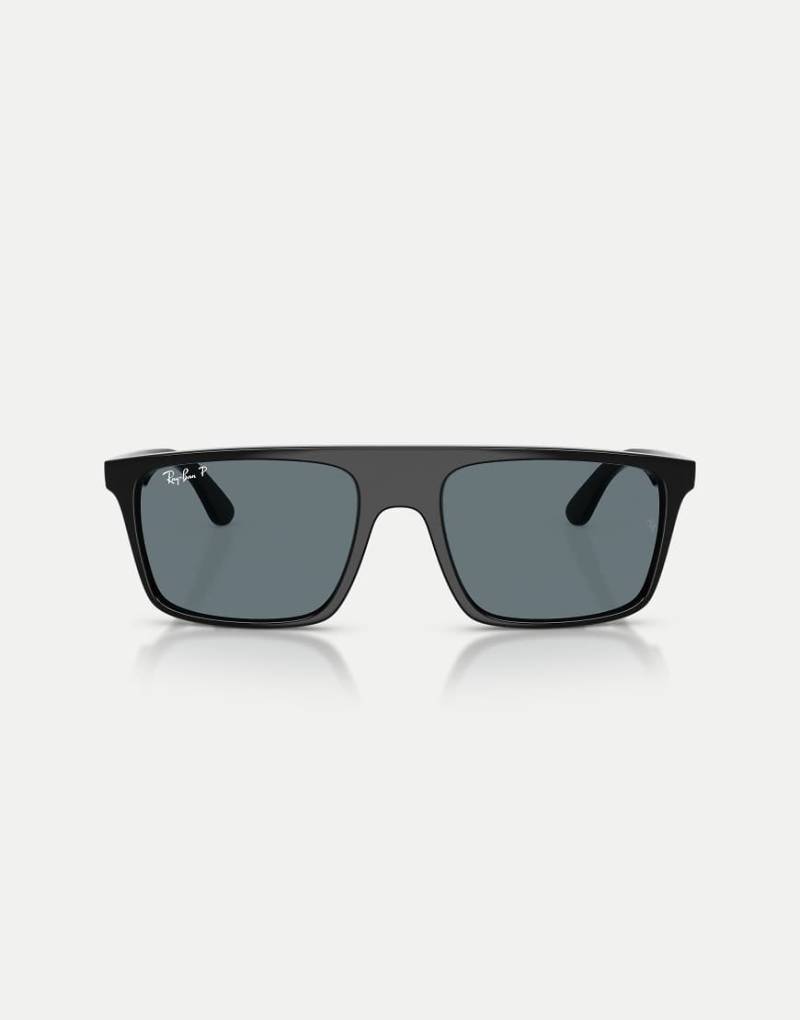 Ray-Ban - Eckige, polarisierte Sonnenbrille in Schwarz mit blauen Gläsern von Ray-Ban