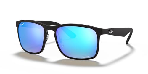 Ray-Ban Herren RB4264 Chromance Sonnenbrille, Schwarz (Matte Black/Blueflashpolar), 58 von Ray-Ban