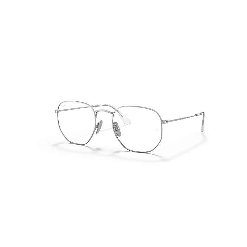 Ray-Ban Hexagonal Titanium Optics  Silber Fassung Klar Glas Polarisiert 51-21 von Ray-Ban