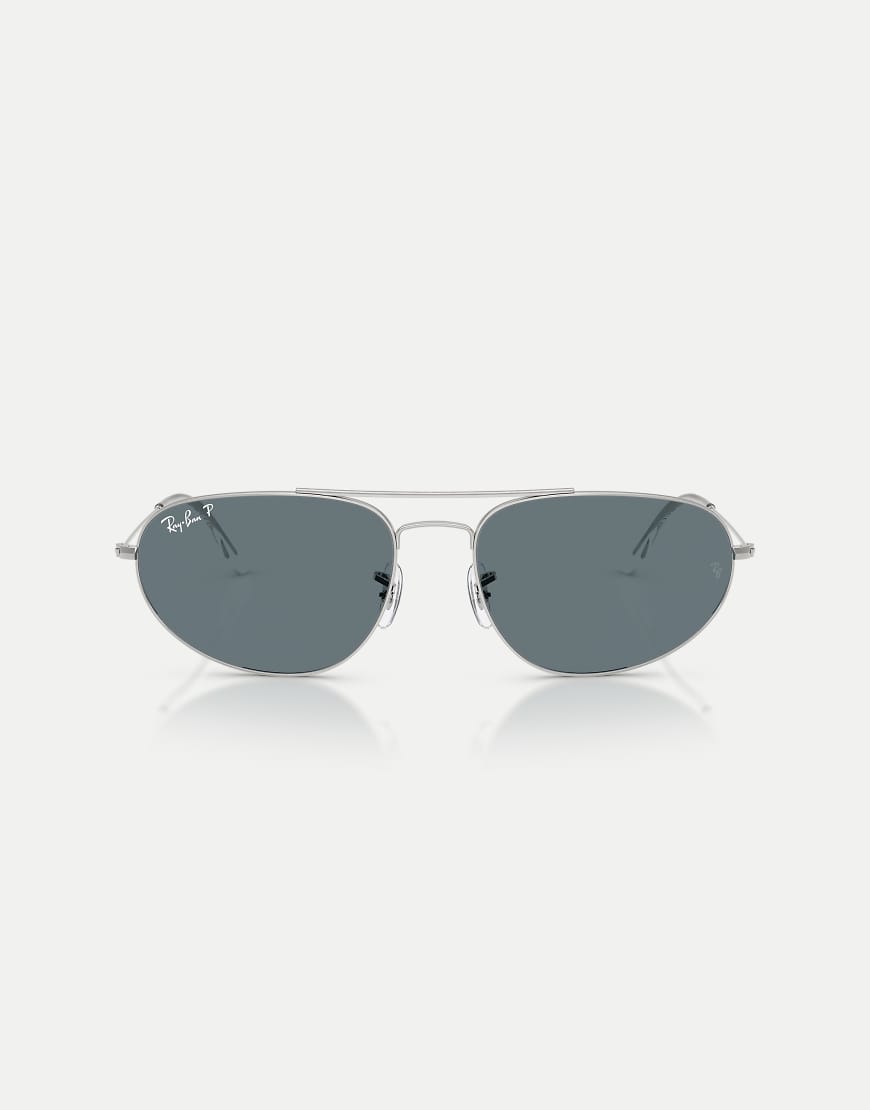 Ray-Ban - Irregular - Polarisierte Sonnenbrille in Silber mit blauen Gläsern Ray-Ban - Irregular - Polarisierte Sonnenbrille in Silber mit blauen Gläsern von Ray-Ban