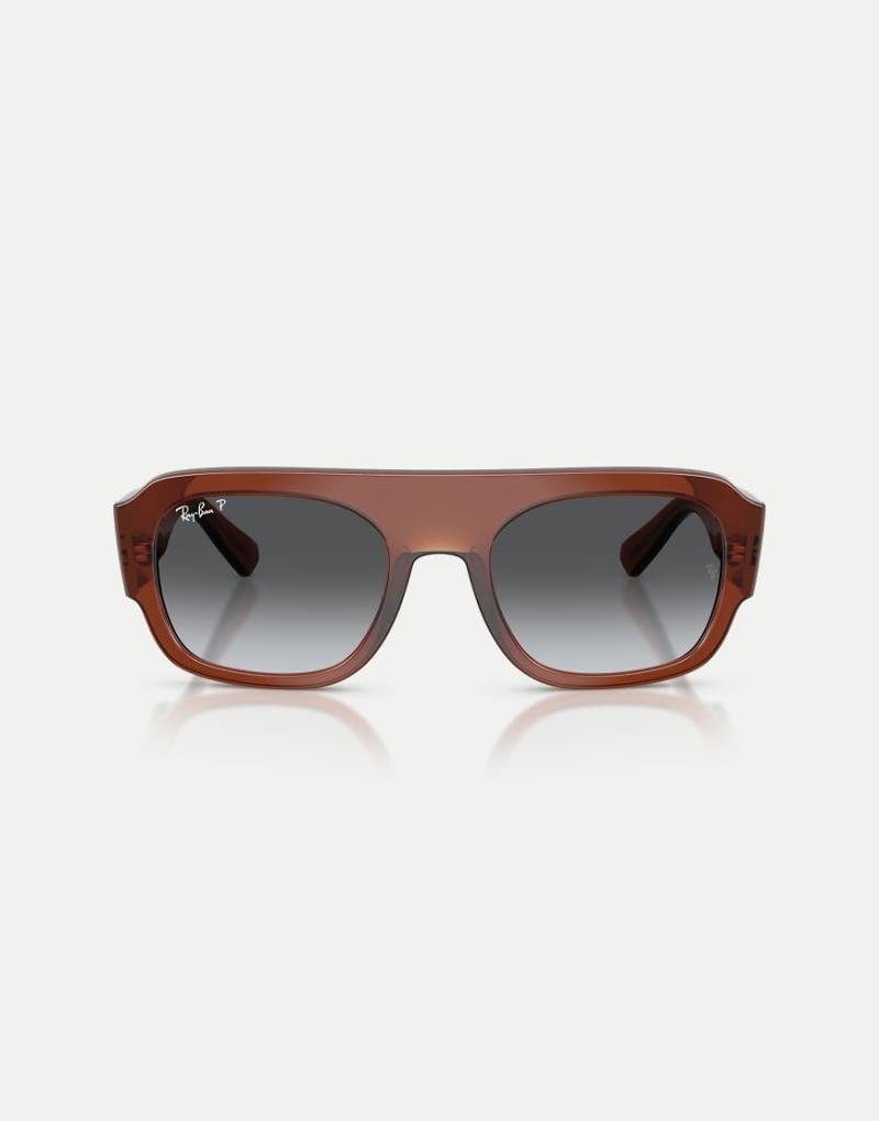 Ray-Ban - Irregular - Polarisierte Sonnenbrille in transparentem Braun mit grauen Gläsern von Ray-Ban