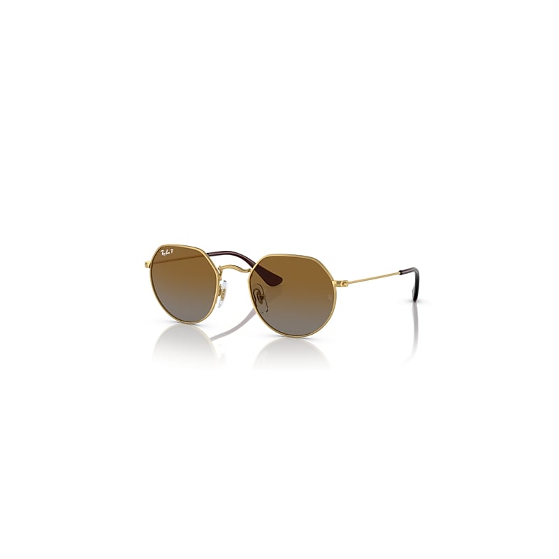 Ray-Ban Jack Kids Sonnenbrillen Gold Fassung Braun Glas Polarisiert 47-19 von Ray-Ban