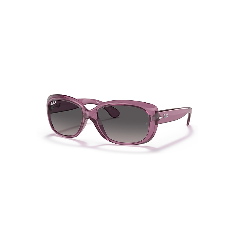 Ray-Ban Jackie Ohh Transparent Sonnenbrillen Violett Fassung Grau Glas Polarisiert 58-17 von Ray-Ban