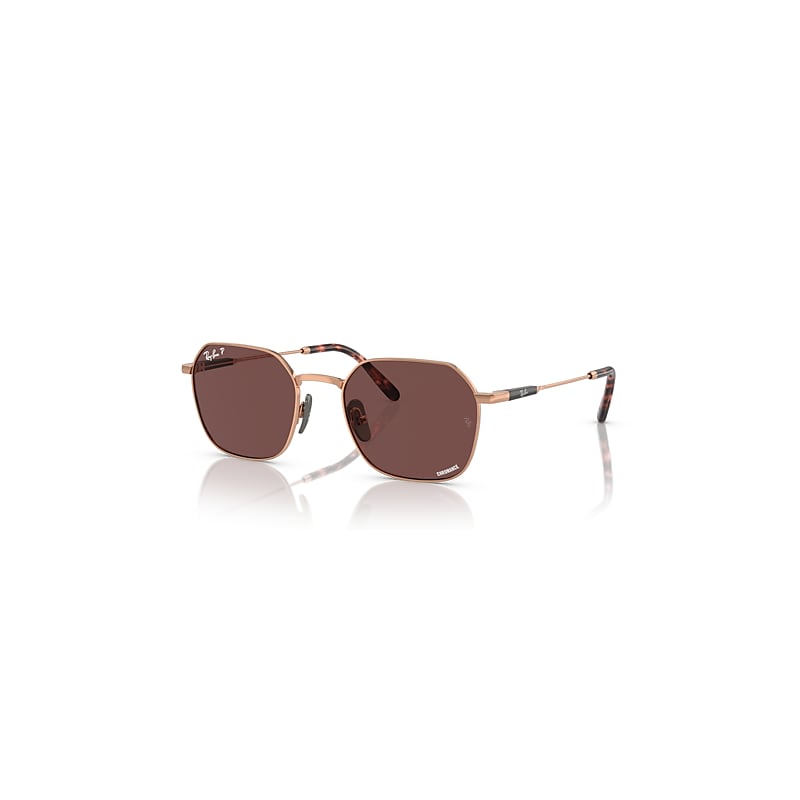 Ray-Ban Jim Titanium Sonnenbrillen Hellbraun Fassung Violett Glas Polarisiert 53-20 von Ray-Ban