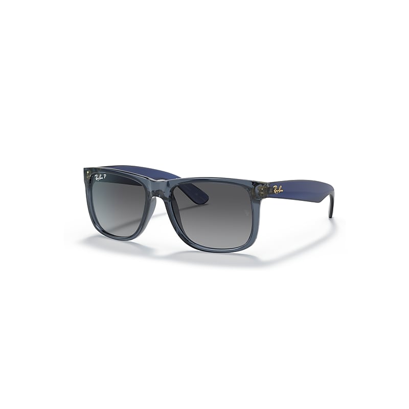 Ray-Ban Justin Classic Sonnenbrillen Blau Transparent Fassung Grau Glas Polarisiert 51-16 von Ray-Ban