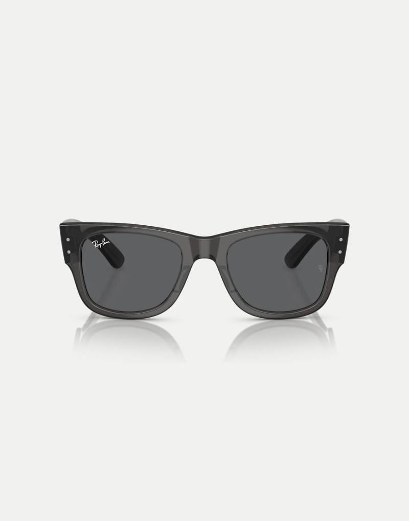Ray-Ban - Mega - Eckige Wayfarer-Sonnenbrille in transparentem Schwarz mit grauen Gläsern von Ray-Ban