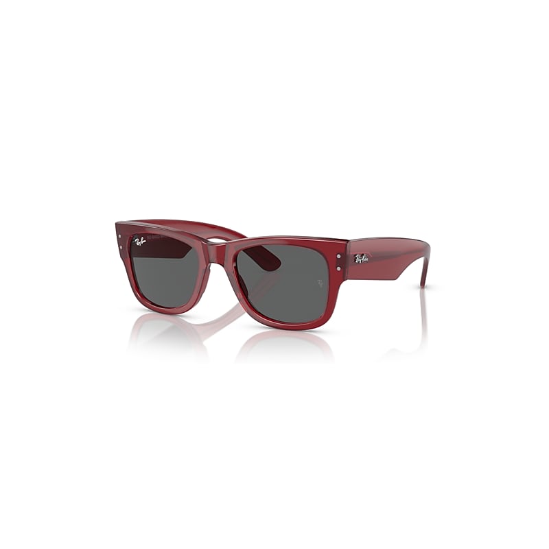 Ray-Ban Mega Wayfarer Bio-based Sonnenbrillen Rot Transparent Fassung Grau Glas 51-21 von Ray-Ban