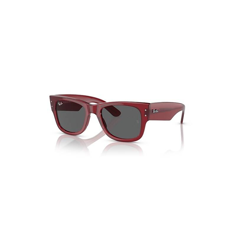 Ray-Ban Mega Wayfarer Bio-based Sonnenbrillen Rot Transparent Fassung Grau Glas 51-21 von Ray-Ban