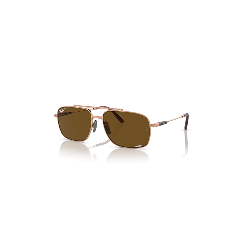 Ray-Ban Michael Titanium Sonnenbrillen Hellbraun Fassung Braun Glas Polarisiert 59-15 von Ray-Ban