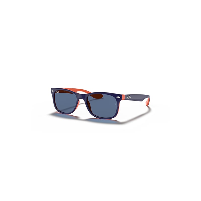 Ray-Ban New Wayfarer Kids Sonnenbrillen Blau Auf Orange Fassung Blau Glas 47-15 von Ray-Ban