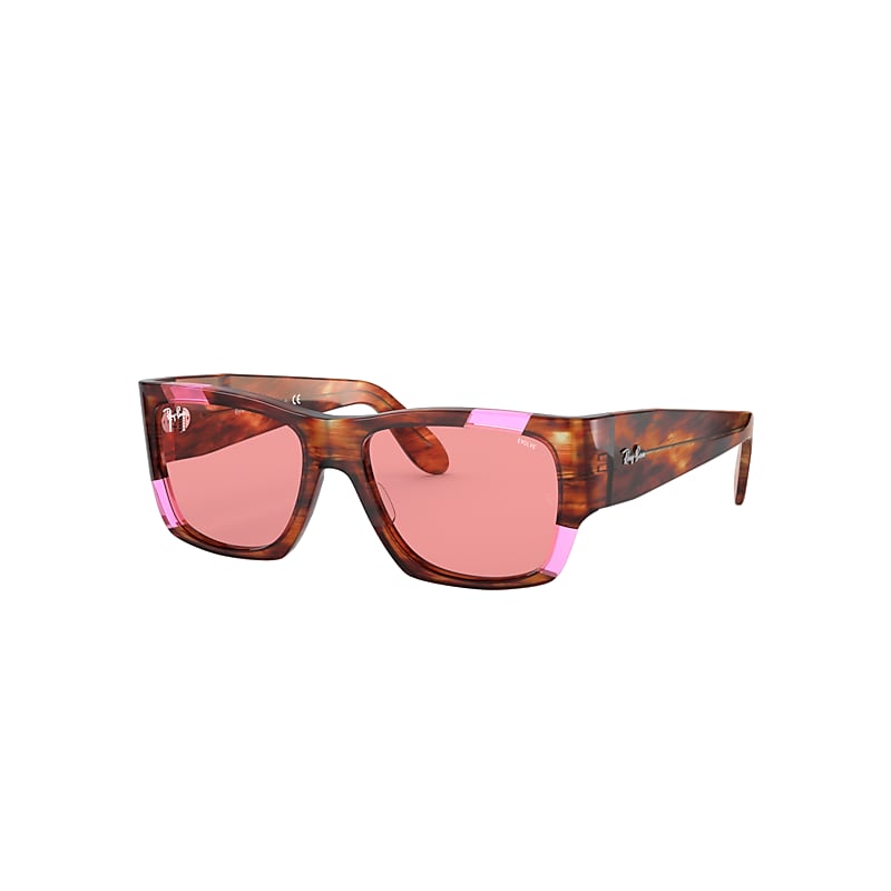 Ray-Ban Nomad Pink Fluo Sonnenbrillen Havana Gestreift Und Pink Fluo Fassung Rosa Glas 54-17 von Ray-Ban