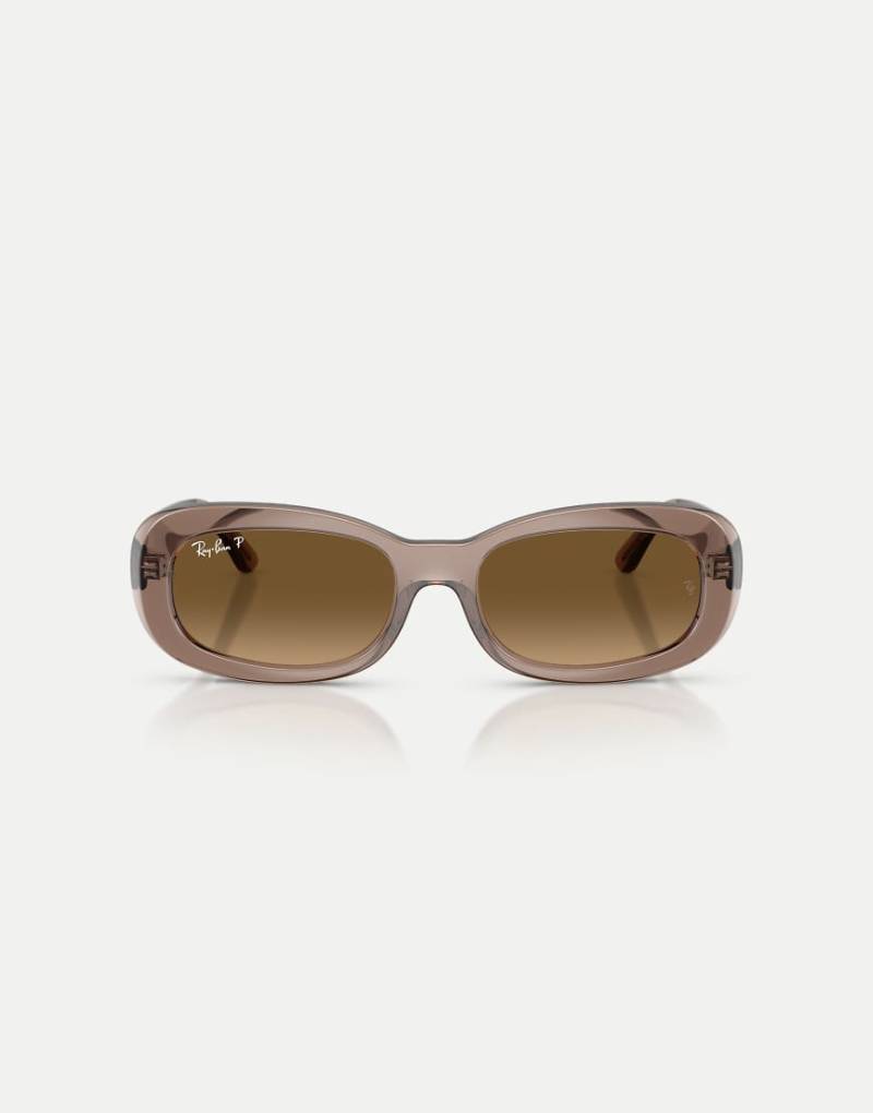 Ray-Ban - Ovale, polarisierte Sonnenbrille in transparentem Beige mit braunen Gläsern-Neutral von Ray-Ban