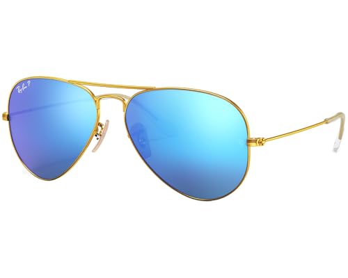 Ray-Ban Pilot Aviator Original mit Care-Kit (Gold | Blue Flash Polarized, Large 58) von Ray-Ban