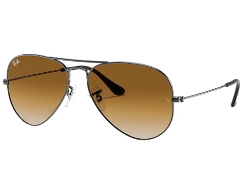 Ray-Ban Pilot Aviator Original mit Care-Kit (Gunmetal | Light Brown Gradient, Large 58) von Ray-Ban