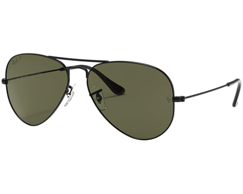 Ray-Ban Pilot Aviator Original mit Care-Kit (Matt Black | Green Polarized, Large 58) von Ray-Ban
