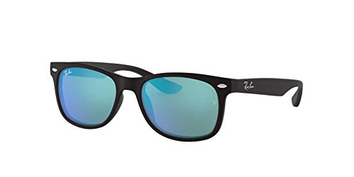 Ray-Ban RAYBAN JUNIOR Kinder Mod. 9052S SUN 0Rj9052S 100S55 48 Rechteckige Sonnenbrille 48, Mattschwarz/Blueemirror, Mattschwarz/Blueemirror, 58 von Ray-Ban