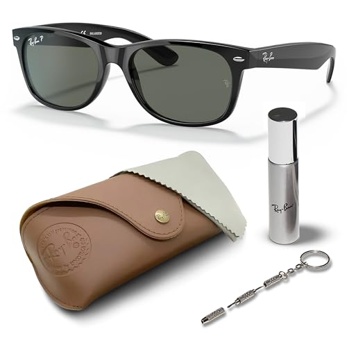 Ray-Ban RB2132 New Wayfarer quadratische Sonnenbrille, BRILLEN-SET | Exklusiv-Etui und Care-Kit | Polished Black/Polarized Green Ray-Ban RB2132 New Wayfarer quadratische Sonnenbrille, BRILLEN-SET | Exklusiv-Etui und Care-Kit | Polished Black/Polarized Green von Ray-Ban
