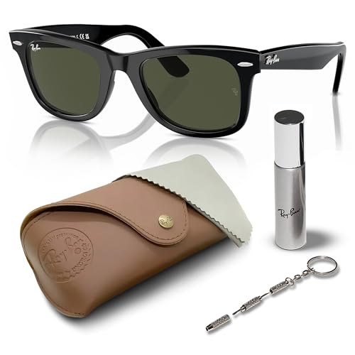 Ray-Ban RB2140 Wayfarer X-Large | BRILLEN-SET | Exklusiv-Etui und Care-Kit | Shiny Black/G-15 Green von Ray-Ban