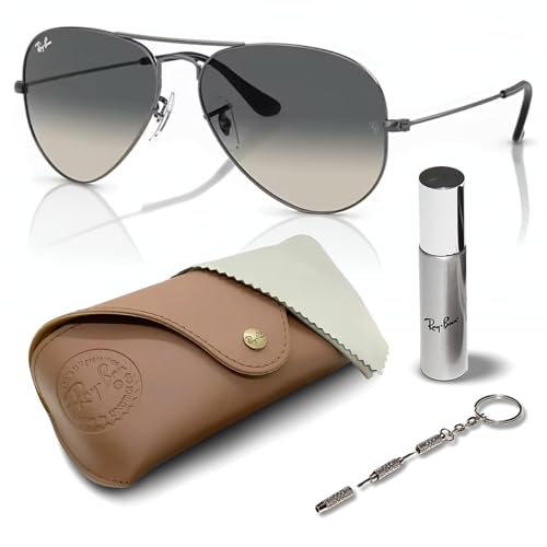 Ray-Ban RB3025 AVIATOR SONNENBRILLEN-SET | Exklusiv-Etui und Care-Kit | Polished Gunmetal/Grey Shaded von Ray-Ban