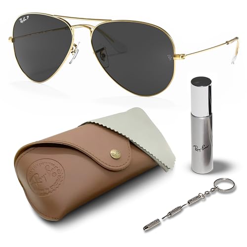 Ray-Ban RB3025 Aviator Pilot Sonnenbrille, BRILLEN-SET | Exklusiv-Etui und Care-Kit - Arista Gold/Black Polarized Ray-Ban RB3025 Aviator Pilot Sonnenbrille, BRILLEN-SET | Exklusiv-Etui und Care-Kit - Arista Gold/Black Polarized von Ray-Ban