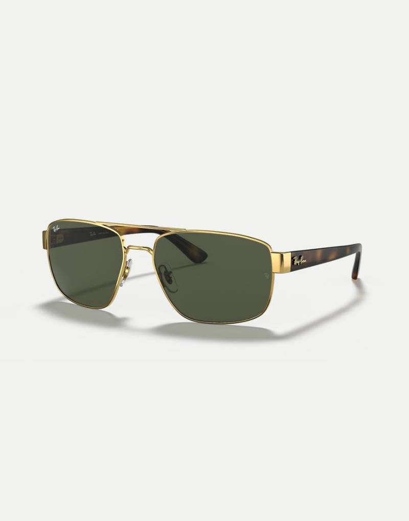 Ray-Ban - RB3663 - Unregelmäßige Sonnenbrille in Gold mit Gläsern in Grün-Goldfarben von Ray-Ban
