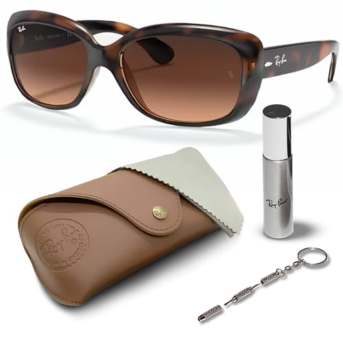 Ray-Ban RB4101 Jackie Ohh SONNENBRILLEN-SET | Exklusiv-Etui und Care-Kit | Polished Havana/Pink-Brown Gradient von Ray-Ban