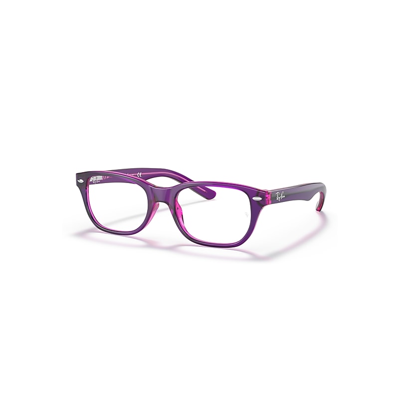 Ray-Ban Rb1555 Optics Kids  Violett Auf Fuchsiarot Neon Fassung Klar Glas Polarisiert 46-16 von Ray-Ban