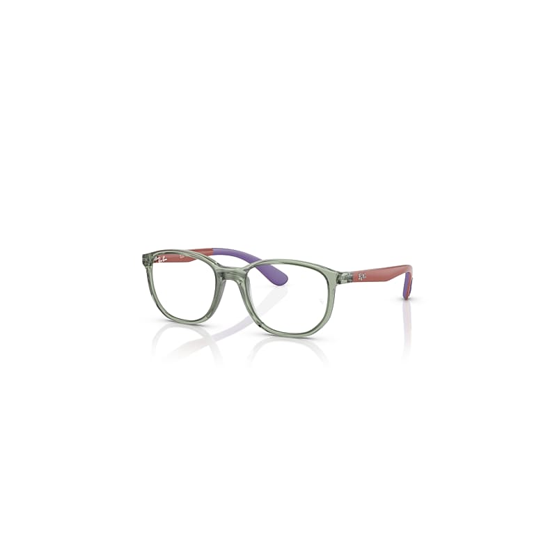 Ray-Ban Rb1619 Optics Kids  Transparent Green On Rubber Wisteria Fassung Klar Glas Polarisiert 47-16 von Ray-Ban