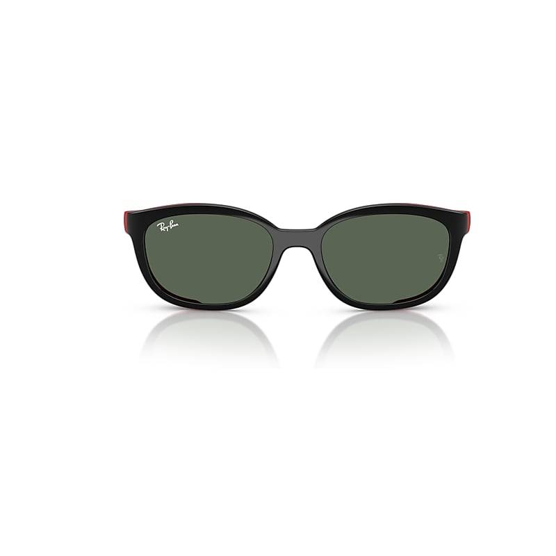 Ray-Ban Rb1632 Clip-on Kids Bio-based  Schwarz Auf Gummi Rot Fassung Grün Glas 48-16 von Ray-Ban