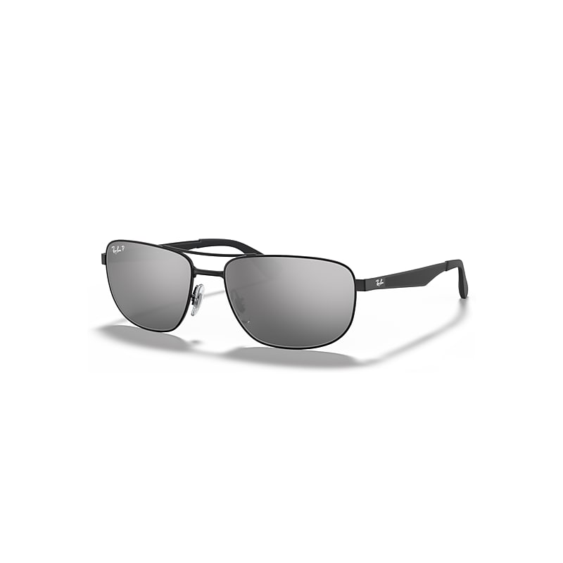 Ray-Ban Rb3528 Sonnenbrillen Schwarz Fassung Silber Glas Polarisiert 61-17 von Ray-Ban