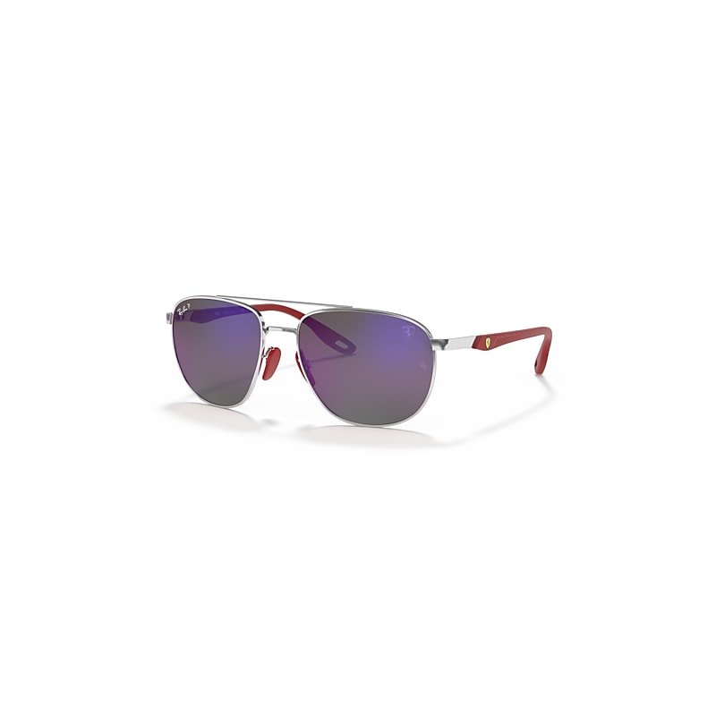 Ray-Ban Rb3659m Scuderia Ferrari Collection Sonnenbrillen Silber Fassung Blau Glas Polarisiert 57-17 von Ray-Ban