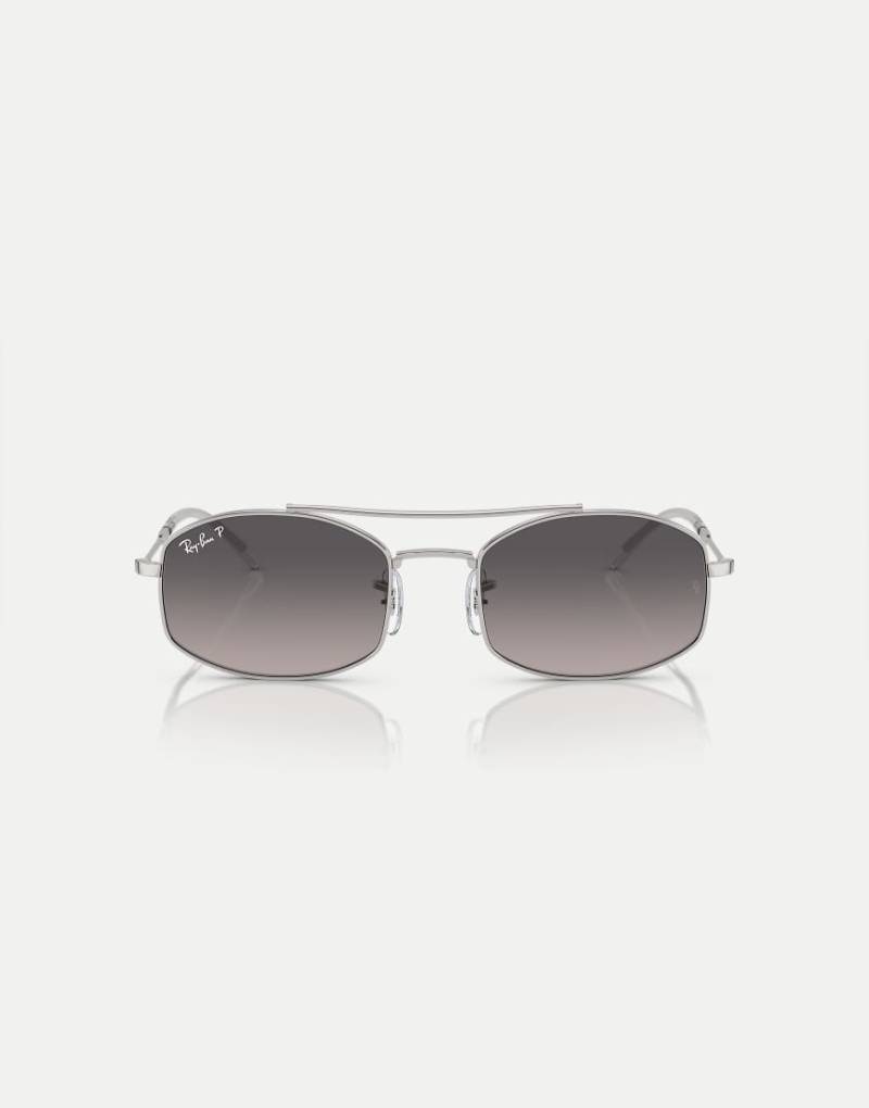 Ray-Ban - Rb3719 - Ovale polarisierte Sonnenbrille in Silber-Optik mit grauen Gläsern von Ray-Ban