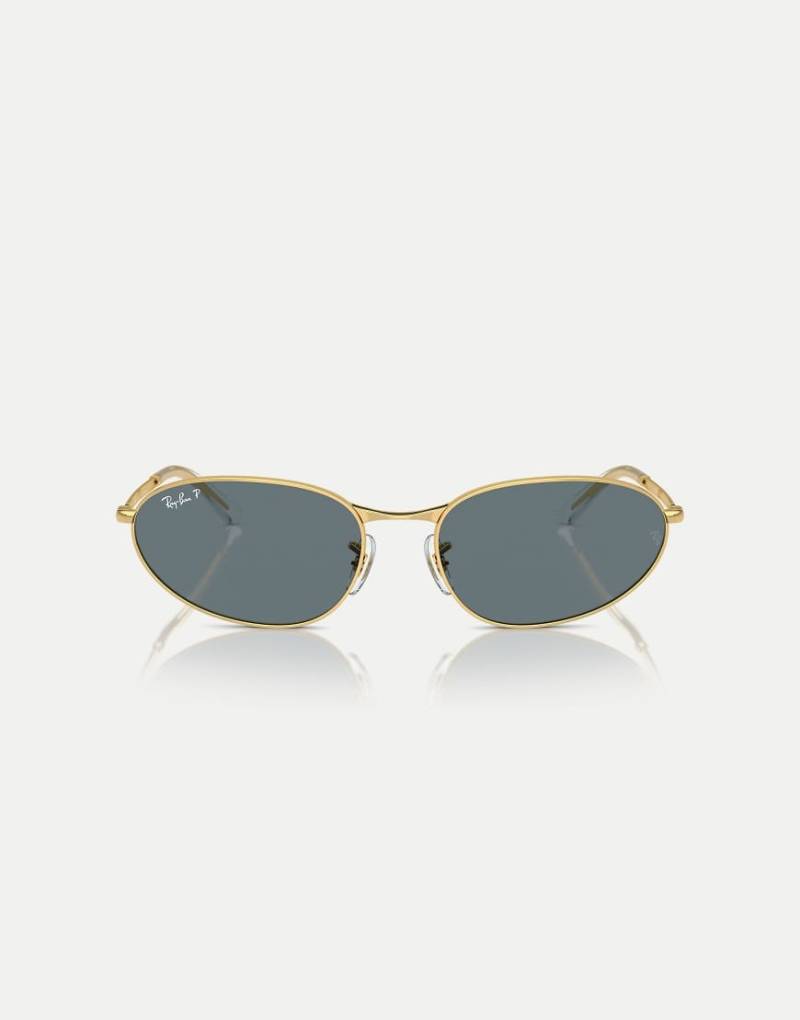 Ray-Ban - Rb3734 - Ungleichmäßige, polarisierte Sonnenbrille in Arista-Gold mit blauen Gläsern-Goldfarben von Ray-Ban