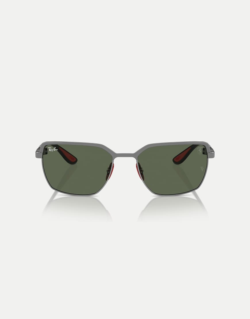 Ray-Ban - Rb3743m - Scuderia Ferrari Collection - Eckige Sonnenbrille in Stahlgrau auf Stahlgrau mit grünen Gläsern Ray-Ban - Rb3743m - Scuderia Ferrari Collection - Eckige Sonnenbrille in Stahlgrau auf Stahlgrau mit grünen Gläsern von Ray-Ban