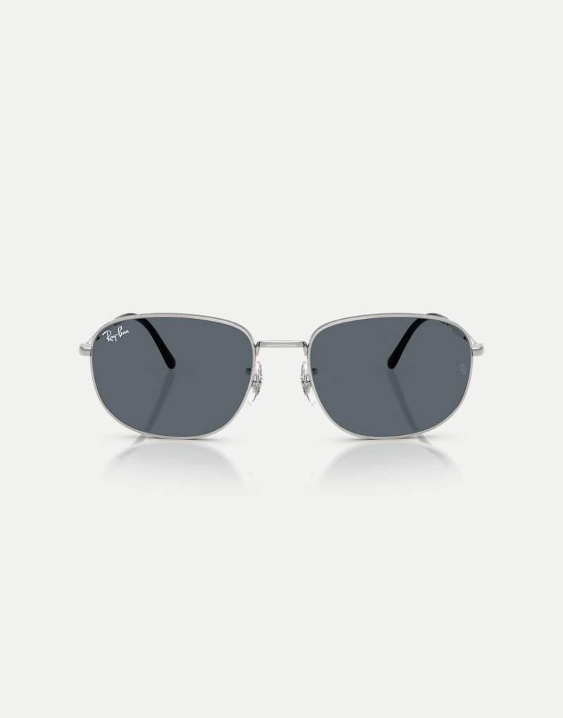 Ray-Ban - Rb3754 - Rechteckige Sonnenbrille in Silberoptik mit blauen Gläsern von Ray-Ban