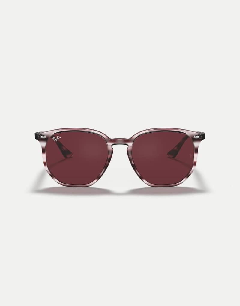 Ray-Ban - Rb4306 - Unregelmäßig geformte Sonnenbrille in gestreiftem Bordeaux-Havana mit lila Gläsern-Rot von Ray-Ban