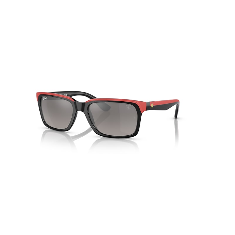 Ray-Ban Rb4393m Scuderia Ferrari Collection Sonnenbrillen Schwarz Auf Rot Fassung Grau Glas Polarisiert 56-18 von Ray-Ban