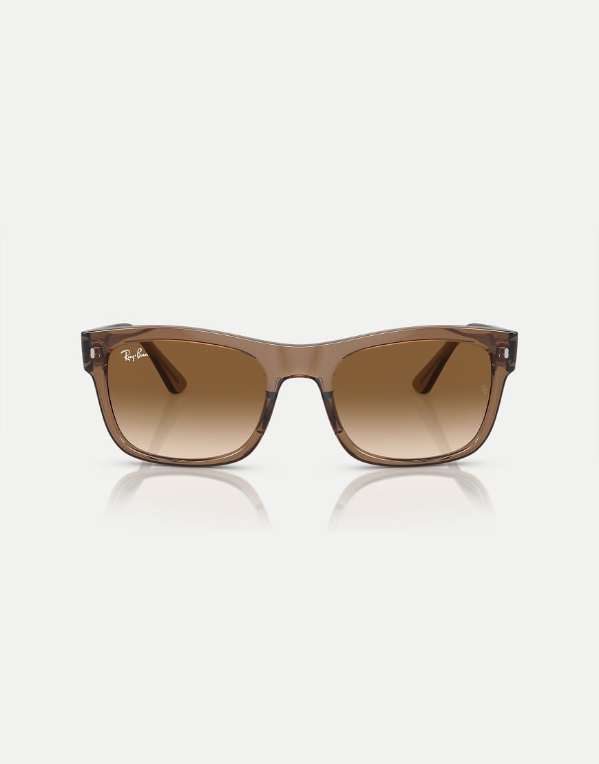 Ray-Ban - Rb4428 - Eckige Sonnenbrille in transparentem Hellbraun mit braunen Gläsern von Ray-Ban