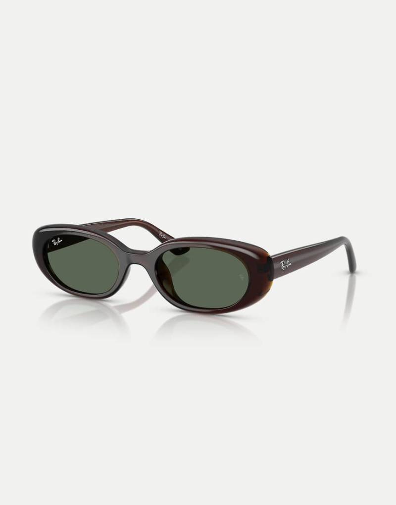 Ray-Ban - Rb4441d - Rechteckige Sonnenbrille in transparentem Braun mit grünen Gläsern von Ray-Ban
