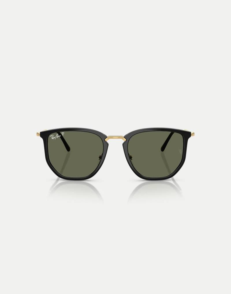 Ray-Ban - Rb4451 - Unregelmäßig geformte, polarisierte Sonnenbrille in Schwarz mit grünen Gläsern von Ray-Ban