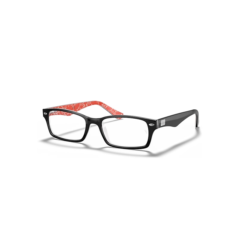 Ray-Ban Rb5206 Optics  Schwarz Auf Rot Fassung Klar Glas 52-18 von Ray-Ban