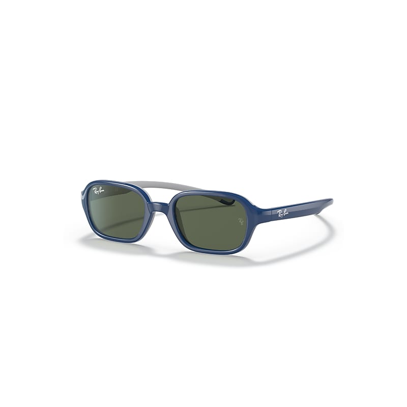 Ray-Ban Rb9074s Kids Sonnenbrillen Blau Auf Gummi Grau Fassung Grün Glas 41-16 von Ray-Ban