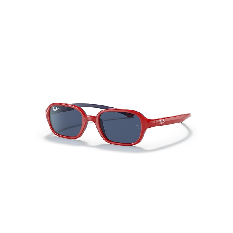 Ray-Ban Rb9074s Kids Sonnenbrillen Rot Auf Gummi Blau Fassung Blau Glas 39-16 von Ray-Ban