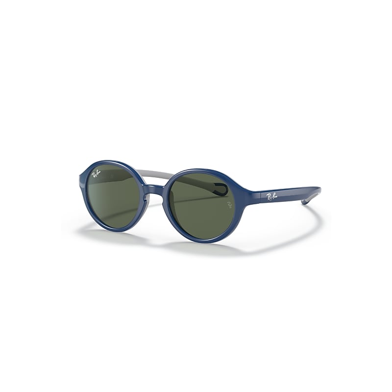 Ray-Ban Rb9075s Kids Sonnenbrillen Blau Auf Gummi Grau Fassung Grün Glas 37-16 von Ray-Ban