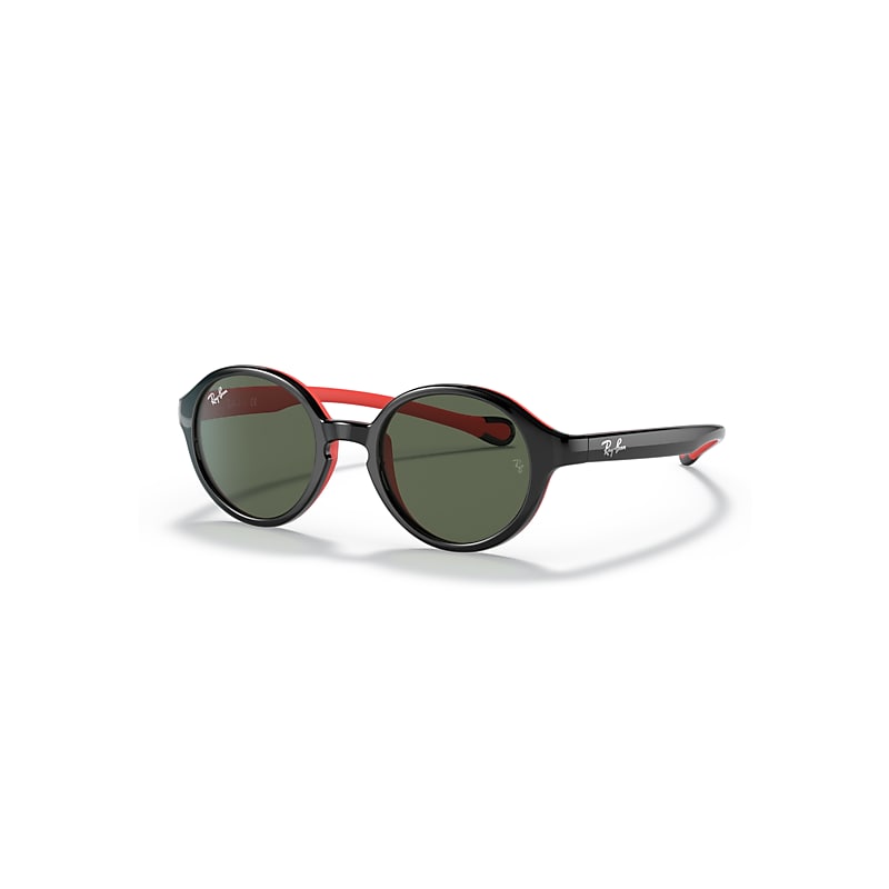 Ray-Ban Rb9075s Kids Sonnenbrillen Schwarz Auf Rot Fassung Grün Glas 37-16 von Ray-Ban